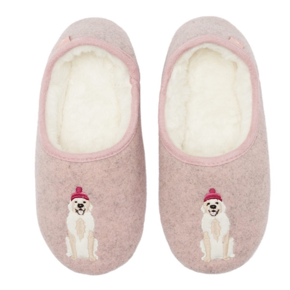 Joules Pink Golden Retriever Dog Slippers